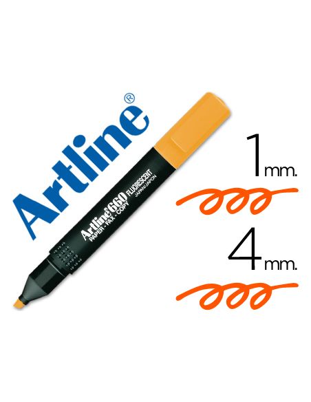 Rotulador Artline Fluorescente Ek-660 Naranja Punta Biselada