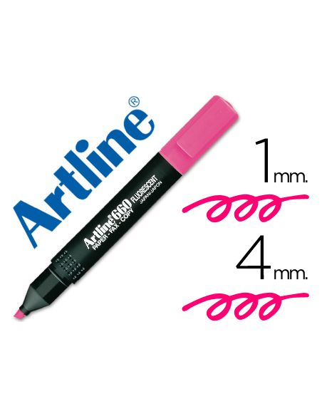 Rotulador Artline Fluorescente Ek-660 Rosa Punta Biselada