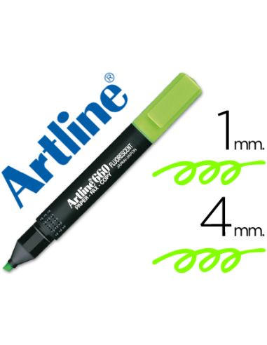 Rotulador Artline Fluorescente Ek-660 Verde Punta Biselada