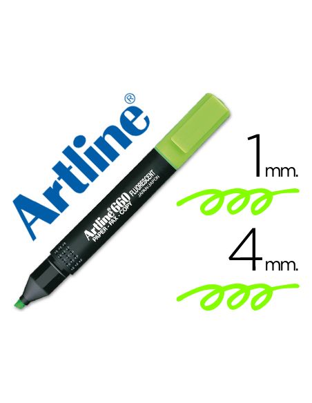 Rotulador Artline Fluorescente Ek-660 Verde Punta Biselada