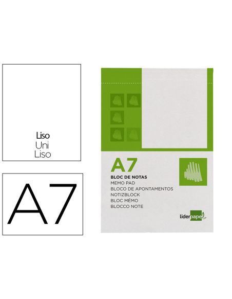 Bloc Notas Liderpapel Liso A7 80 Hojas 60G/M2 Perforado