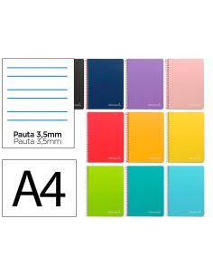 Cuaderno Espiral Liderpapel A4 Witty Tapa Dura 80H 90Gr Rayado Montessori 3,5Mm Colores Surtidos 2