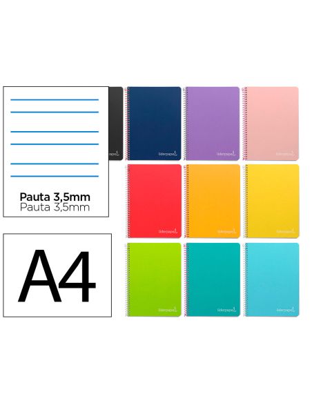 Cuaderno Espiral Liderpapel A4 Witty Tapa Dura 80H 90Gr Rayado Montessori 3,5Mm Colores Surtidos