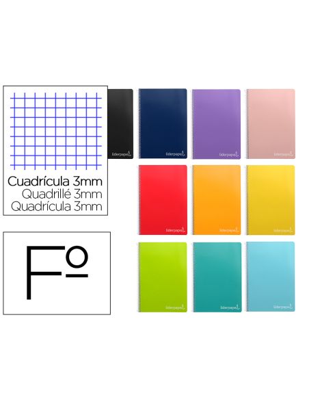 Cuaderno Espiral Liderpapel Folio Witty Tapa Dura 80H 75Gr Cuadro 3Mm Con Margen Colores Surtidos