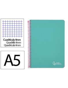 Cuaderno Espiral Liderpapel Din A5 Witty Tapa Dura 80H 90Gr Cuadro 4Mm Con Margen Color Turquesa