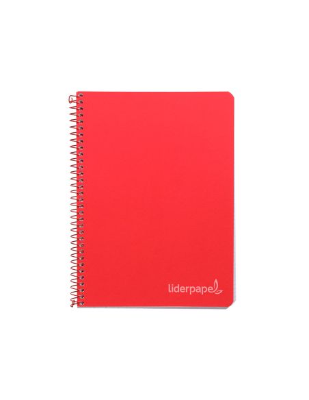 Cuaderno Espiral Liderpapel Cuarto Witty Tapa Dura 80H 75Gr Cuadro 4Mm Con Margen Color Rojo