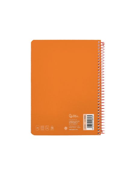 Cuaderno Espiral Liderpapel A5 Witty Tapa Dura 80H 90Gr Cuadro 4Mm Con Margen Color Naranja