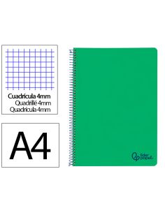 Cuaderno Espiral Liderpapel A4 Wonder Tapa Plastico 80H 90Gr Cuadro 4Mm Con Margen Color Verde Oscuro 2