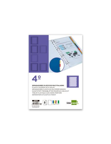 Separador Liderpapel Plastico Juego De 5 Separadores Cuarto 11 Taladros