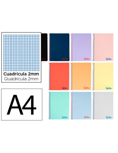 Cuaderno Espiral Liderpapel A4 Wonder Tapa Plastico 80H 90Gr Milimetrado 2Mm Con Margen Colores Surtidos