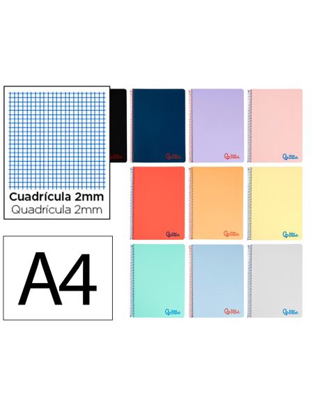 Cuaderno Espiral Liderpapel A4 Wonder Tapa Plastico 80H 90Gr Milimetrado 2Mm Con Margen Colores Surtidos