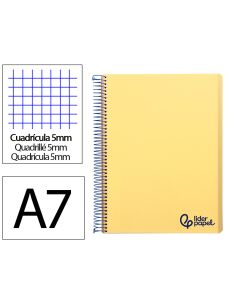 Cuaderno Espiral Liderpapel A7 Micro Wonder Tapa Plastico 100H 90Gr Cuadro 5Mm 4 Bandas Color Amarillo