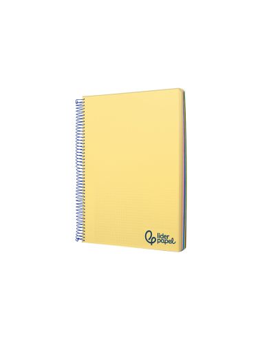 Cuaderno Espiral Liderpapel A7 Micro Wonder Tapa Plastico 100H 90Gr Cuadro 5Mm 4 Bandas Color Amarillo
