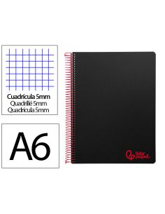 Cuaderno Espiral Liderpapel A6 Micro Wonder Tapa Plastico 120H 90 Gr Cuadro 5Mm 4 Bandas Color Negro