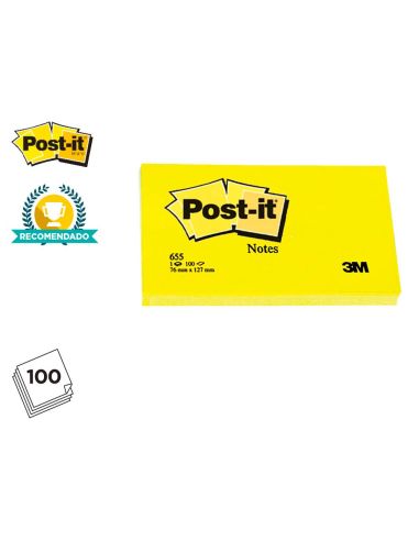Bloc De Notas Adhesivas Quita Y Pon Post-It 76X127 Mm Con 100 Hojas 655