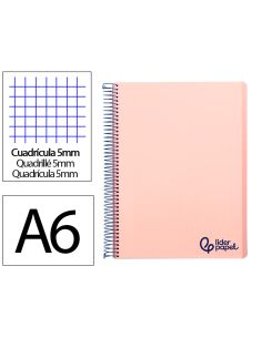 Cuaderno Espiral Liderpapel A6 Micro Wonder Tapa Plastico 120H 90 Gr Cuadro 5Mm 4 Bandas Color Rosa