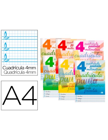 Libreta Liderpapel Pautaguia Tapa Cartoncillo 32 Hojas Din A4 70Gr Cuadriculado Pautado 4 Mm