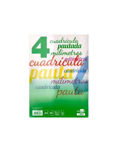 Libreta Liderpapel Pautaguia Tapa Cartoncillo 32 Hojas Din A4 70Gr Cuadriculado Pautado 4 Mm