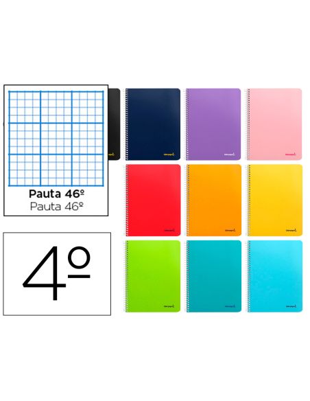 Cuaderno Espiral Liderpapel Cuarto Smart Tapa Blanda 80H 60Gr Rayado Nº46 Colores Surtidos
