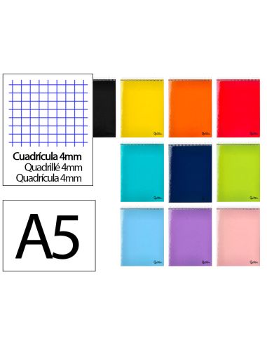 Cuaderno Espiral Liderpapel Din A5 Apaisado Smart Tapa Blanda 80H 75Gr Cuadro 4Mm Con Margen Colores Surtidos