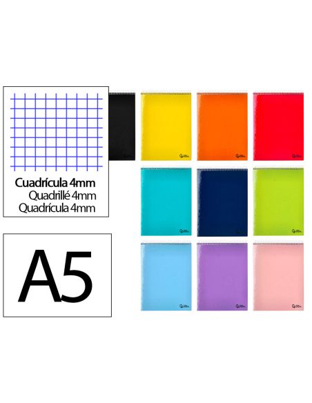 Cuaderno Espiral Liderpapel Din A5 Apaisado Smart Tapa Blanda 80H 75Gr Cuadro 4Mm Con Margen Colores Surtidos