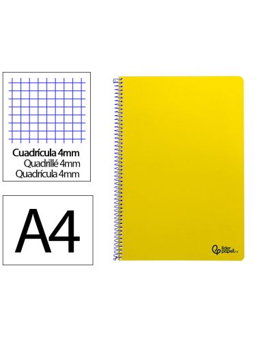Cuaderno Espiral Liderpapel A4 Smart Tapa Blanda 80H 75Gr Cuadro 4Mm Con Margen Color Amarillo