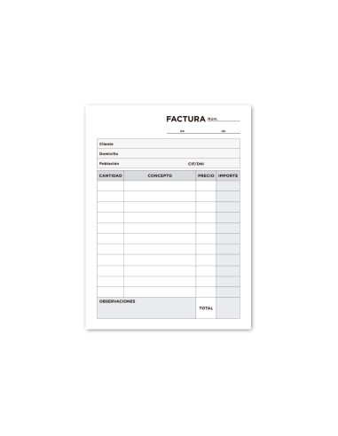 Talonario Liderpapel Facturas Octavo -Sin Iva- 101