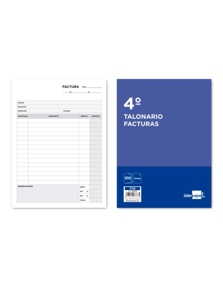 Talonario Liderpapel Facturas Cuarto -Con Iva- 116