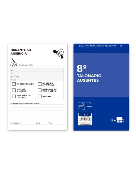 Talonario Liderpapel Ausentes Octavo Original 103