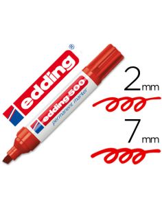 Rotulador Rojo  Edding Marcador Permanente 500 Punta Biselada 7 Mm