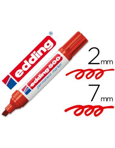 Rotulador Rojo  Edding Marcador Permanente 500 Punta Biselada 7 Mm
