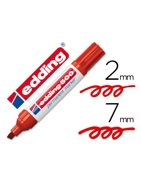 Rotulador Rojo  Edding Marcador Permanente 500 Punta Biselada 7 Mm