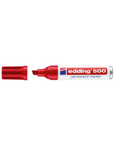 Rotulador Rojo  Edding Marcador Permanente 500 Punta Biselada 7 Mm