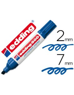 Rotulador Azul  Edding Marcador Permanente 500 Punta Biselada 7 Mm Recargable