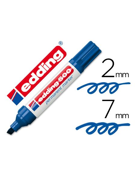 Rotulador Azul  Edding Marcador Permanente 500 Punta Biselada 7 Mm Recargable