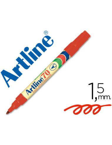 Rotulador Artline Marcador Permanente Ek-70 Rojo Punta Redonda 1.5 Mm Papel Metal Y Cristal