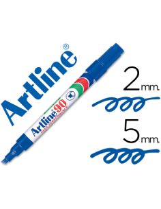 Rotulador Artline Marcador Permanente Ek-90 Azul Punta Biselada 5 Mm Papel Metal Y Cristal