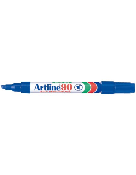 Rotulador Artline Marcador Permanente Ek-90 Azul Punta Biselada 5 Mm Papel Metal Y Cristal