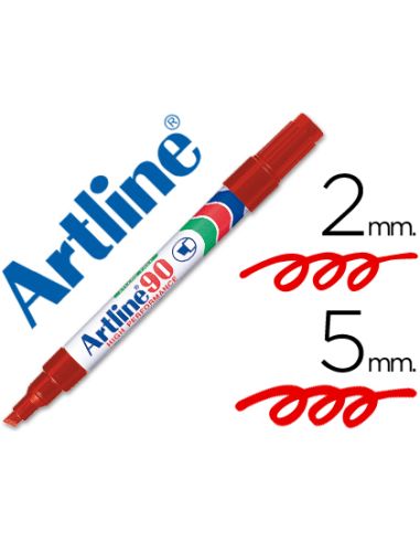 Rotulador Artline Marcador Permanente Ek-90 Rojo Punta Biselada 5 Mm Papel Metal Y Cristal