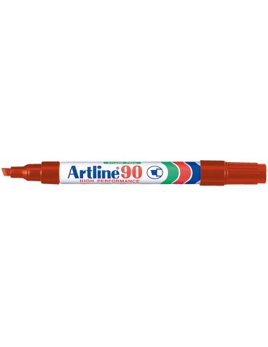 Rotulador Artline Marcador Permanente Ek-90 Rojo Punta Biselada 5 Mm Papel Metal Y Cristal