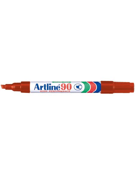 Rotulador Artline Marcador Permanente Ek-90 Rojo Punta Biselada 5 Mm Papel Metal Y Cristal