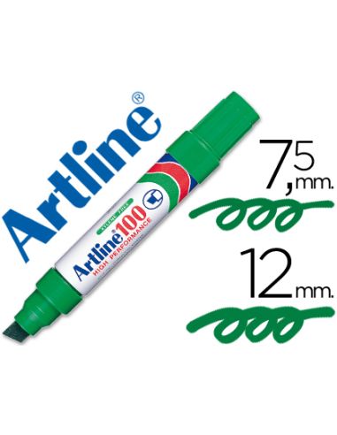 Rotulador Artline Marcador Permanente 100 Verde Punta Biselada