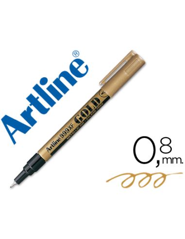 Rotulador Artline Marcador Permanente Tinta Metalica Ek-999 Oro Punta Redonda 0.8 Mm
