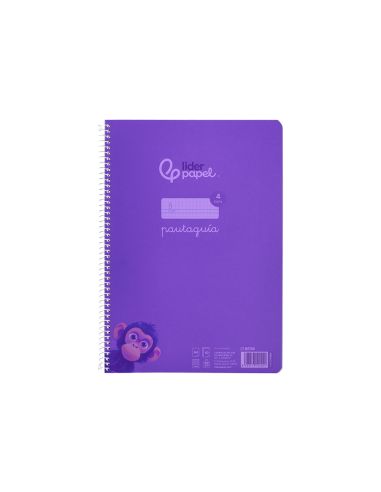 Cuaderno Espiral Liderpapel A4 Pautaguia Tapa Plastico 80H 90Gr Cuadro Pautado 4Mm Con Margen Color Lila