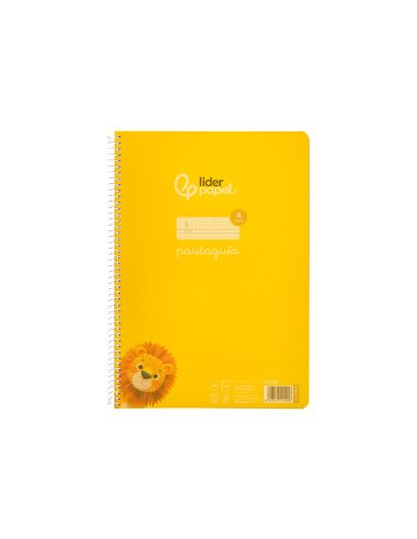 Cuaderno Espiral Liderpapel A4 Pautaguia Tapa Plastico 80H 90Gr Cuadro Pautado 4Mm Con Margen Color Amarillo