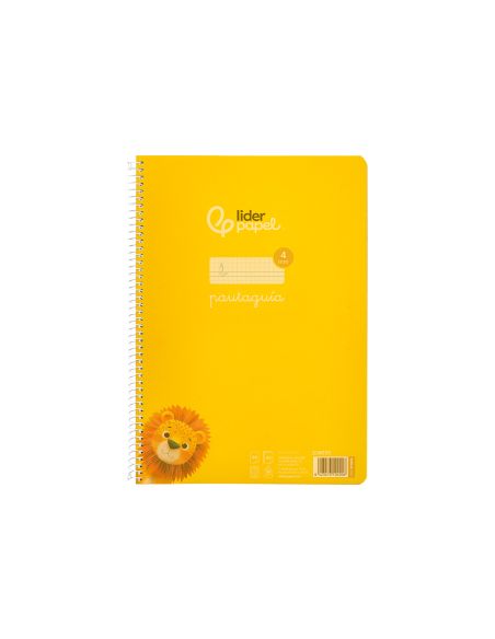 Cuaderno Espiral Liderpapel A4 Pautaguia Tapa Plastico 80H 90Gr Cuadro Pautado 4Mm Con Margen Color Amarillo