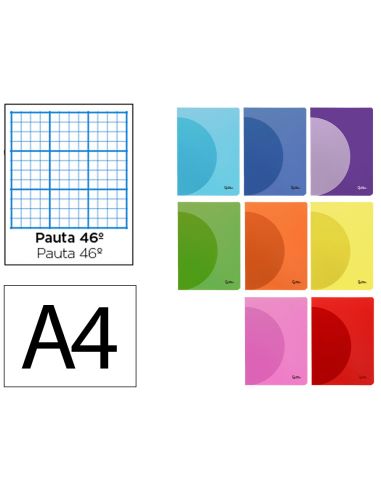 Libreta Liderpapel 360 Tapa De Plastico A4 48 Hojas 90Gr Rayado Nº46 Colores Surtidos