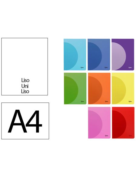 Libreta Liderpapel 360 Tapa De Plastico A4 48 Hojas 90Gr Liso Sin Margen Colores Surtidos