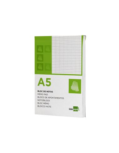 Bloc Notas Liderpapel Cuadro 4Mm A5 80 Hojas 60G/M2 Perforado