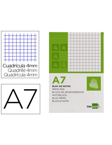 Bloc Notas Liderpapel Cuadro 4Mm A7 80 Hojas 60G/M2 Perforado